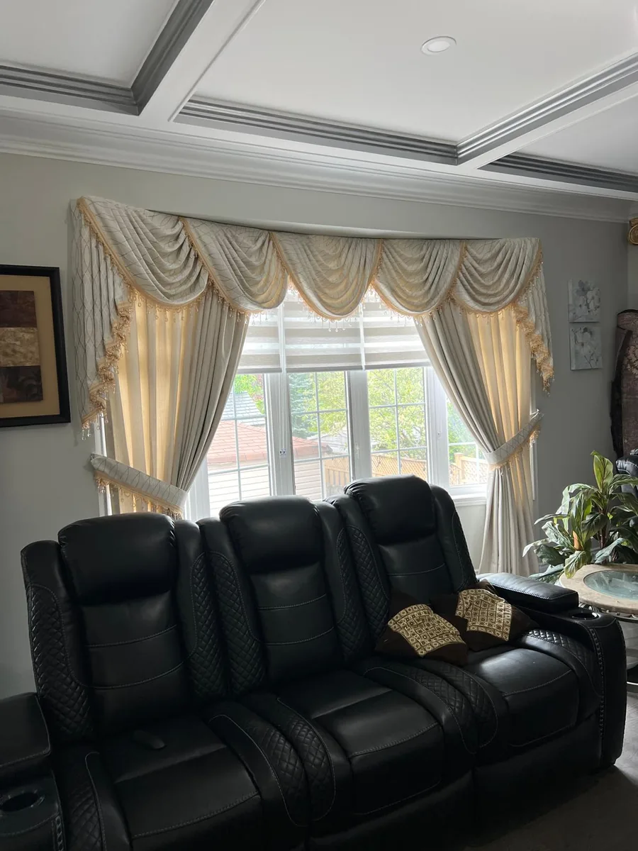 custom drapery and window treatments in a Vaughan living room
