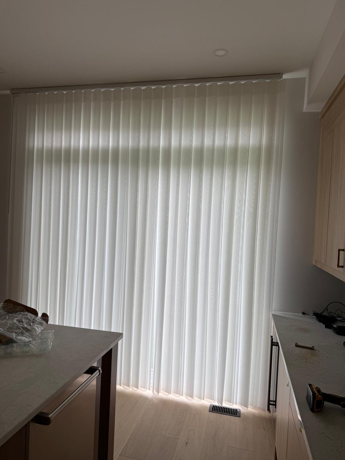 Toronto patio door vertical sheer shades installation